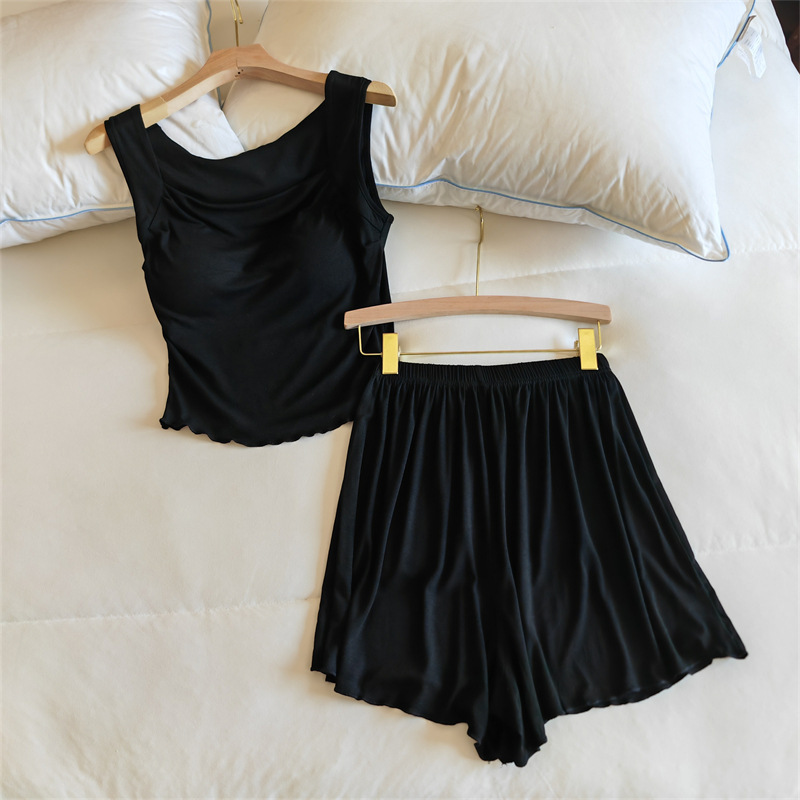 8320.2#검은색 조끼 + 반바지 [고정 가슴 패드]