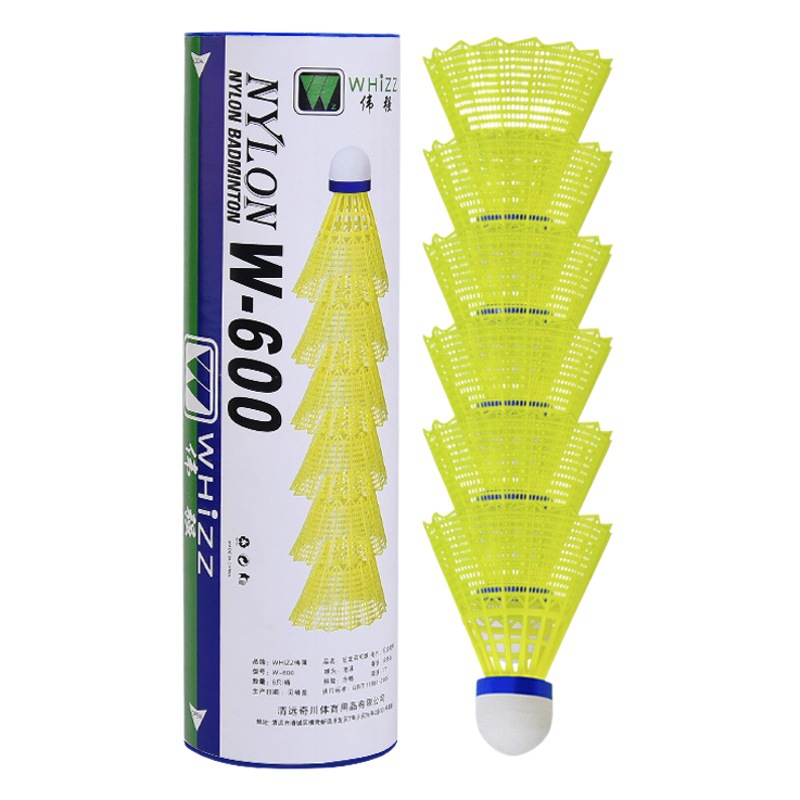 Marca, pelotas de nailon al por mayor, pelotas de bádminton de plástico, 3 packs, packs de 6, 12 packs, al por mayor de fábrica.