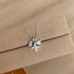 ins风S925银四叶花跑环项链女简约百搭十字架配饰气质清冷感项链