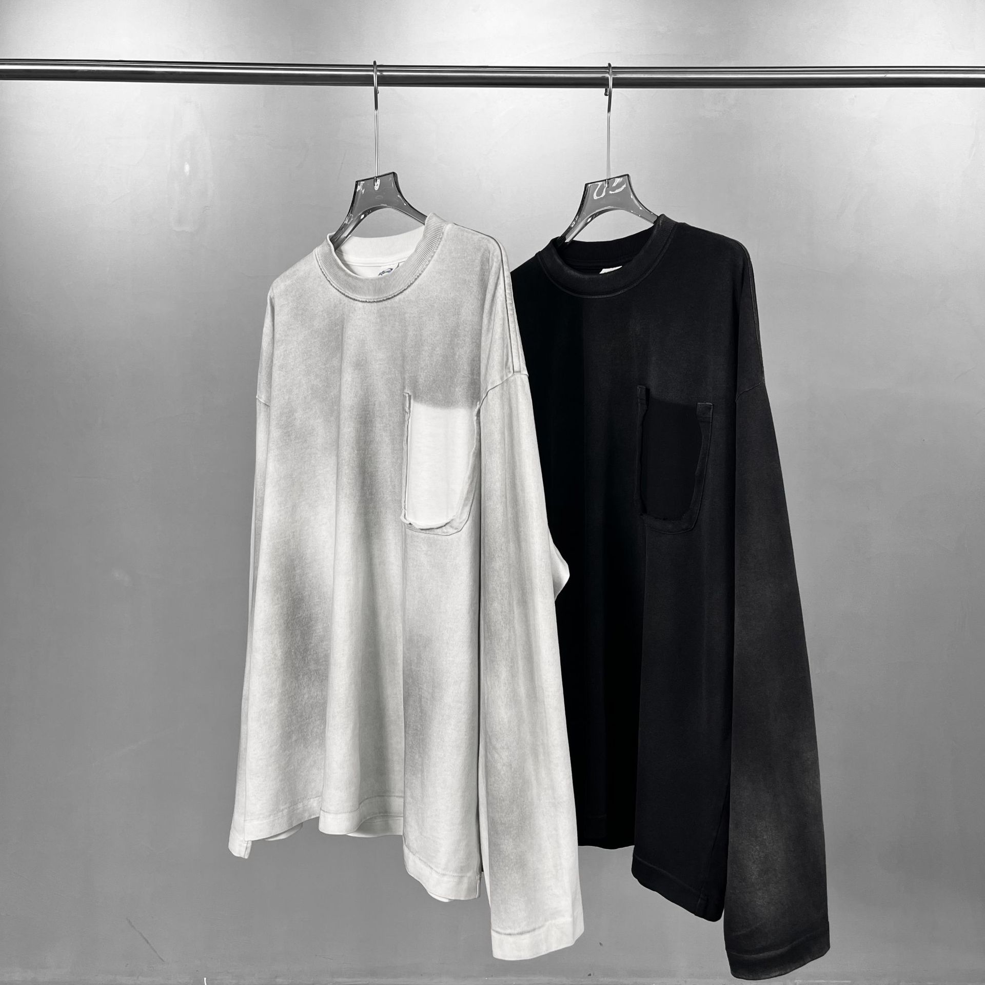Gradient Cotton Men's Sweatshirt Washed Wasteland Style Top_voghion.com