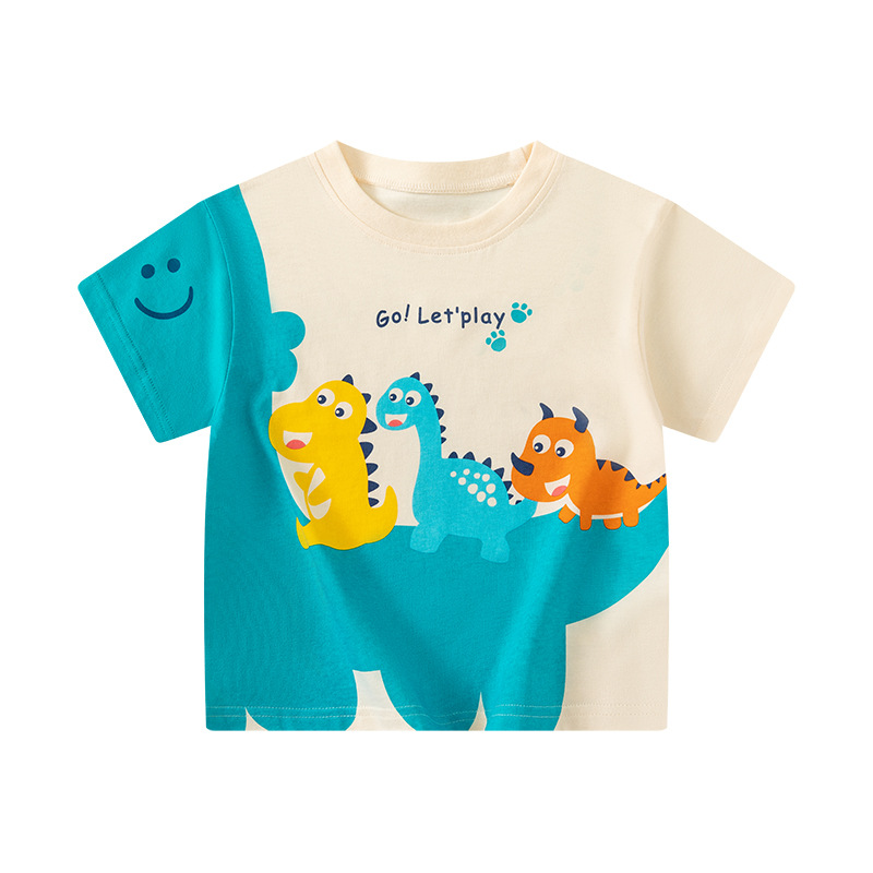 Betop ropa para niños transfronterizos camiseta de manga corta para niños dibujos animados dinosaurio verano nuevo niño ropa de bebé cabello de una pieza