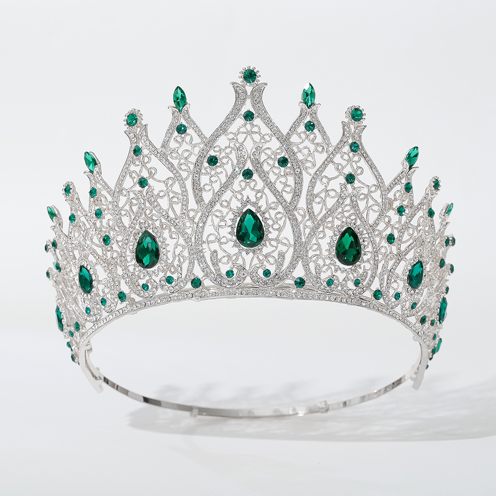 Fábrica de suministro directo de grandes tiaras de corona Baroque Crown Miss Mundo Europa y Europa Cross Border Bride Retro