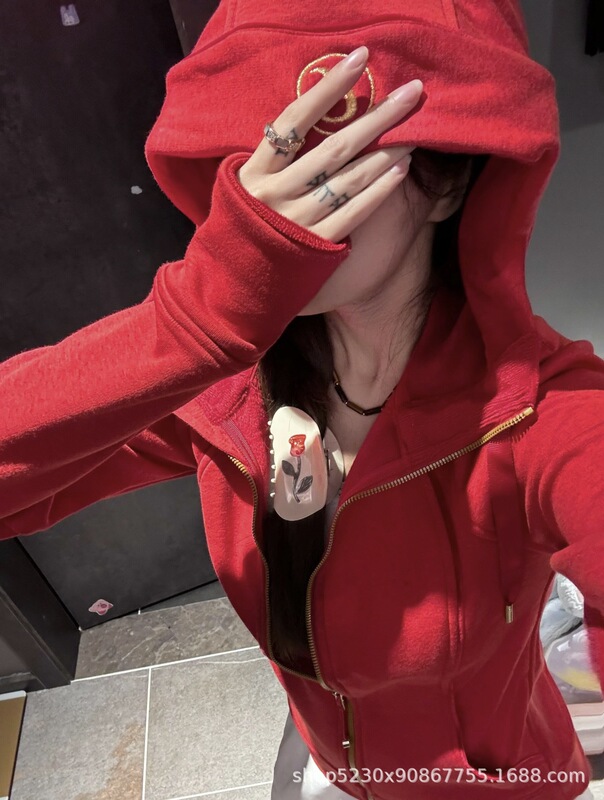 露露金标修身连帽卫衣女抓绒休闲运动外套|undefined