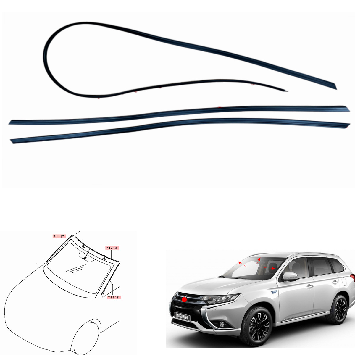6107A082 6107A052 Is Suitable for Mitsubishi Outlander Front Windshield Sealant Strip Trim Strip