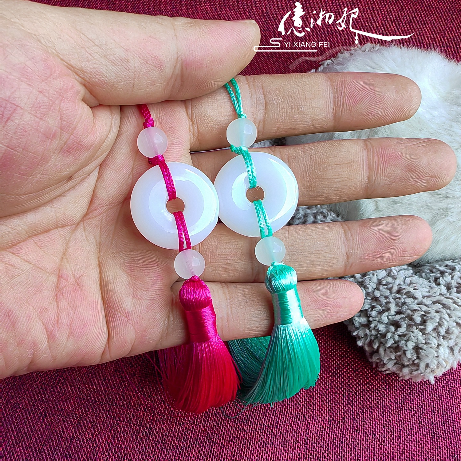 直销优惠白玉平安扣流苏穗古风汉服旗袍压襟箱包拉尾配饰服装辅料