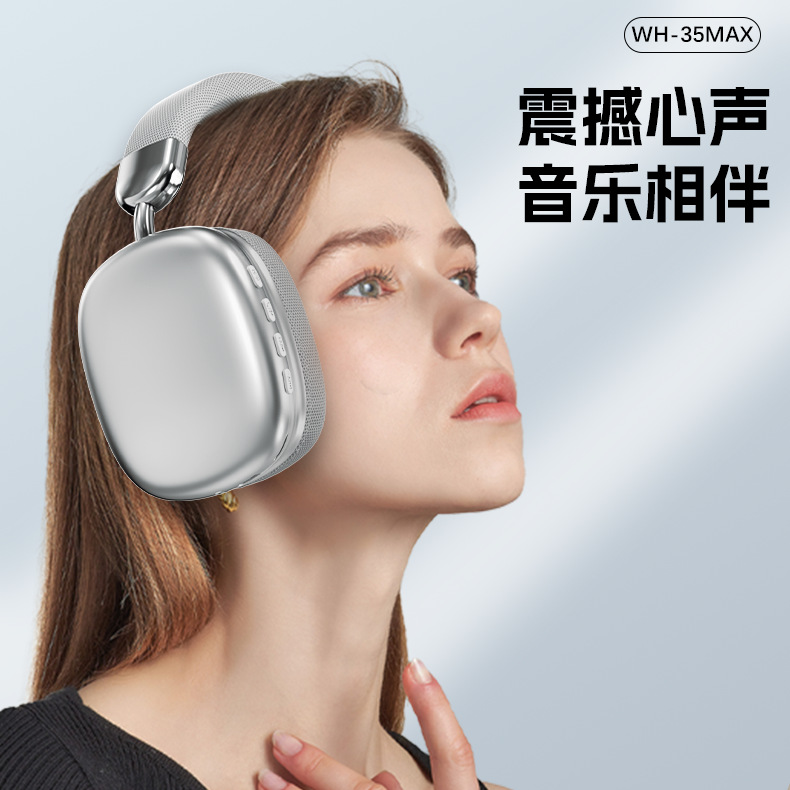 Procesamiento de nuevos auriculares transfronterizos personalizados WH35Max auriculares simples auriculares inalámbricos Bluetooth duración de la batería de larga duración