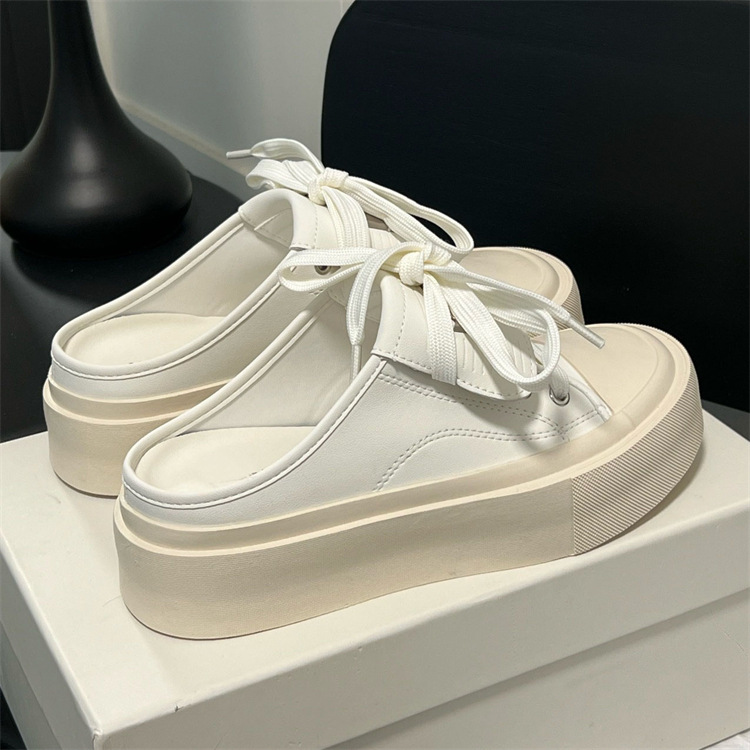 Half Drag 2024 Sommer Neue dicke Unterseite Baotou Mode Oberbekleidung Casual weiße Schuhe_voghion.com