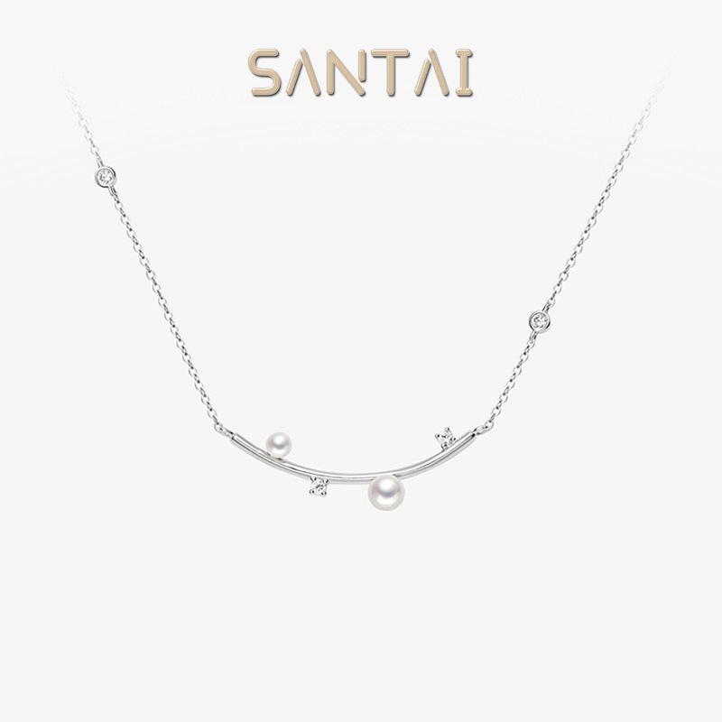 S925 pure silver starry firefly smiley pearl necklace for women, 2026 new model, light luxury niche collarbone chain, versatile neck chain S925 pure silver starry firefly smiley pearl necklace for women, 2026 new model, light luxury niche collarbone chain, versatile neck chain