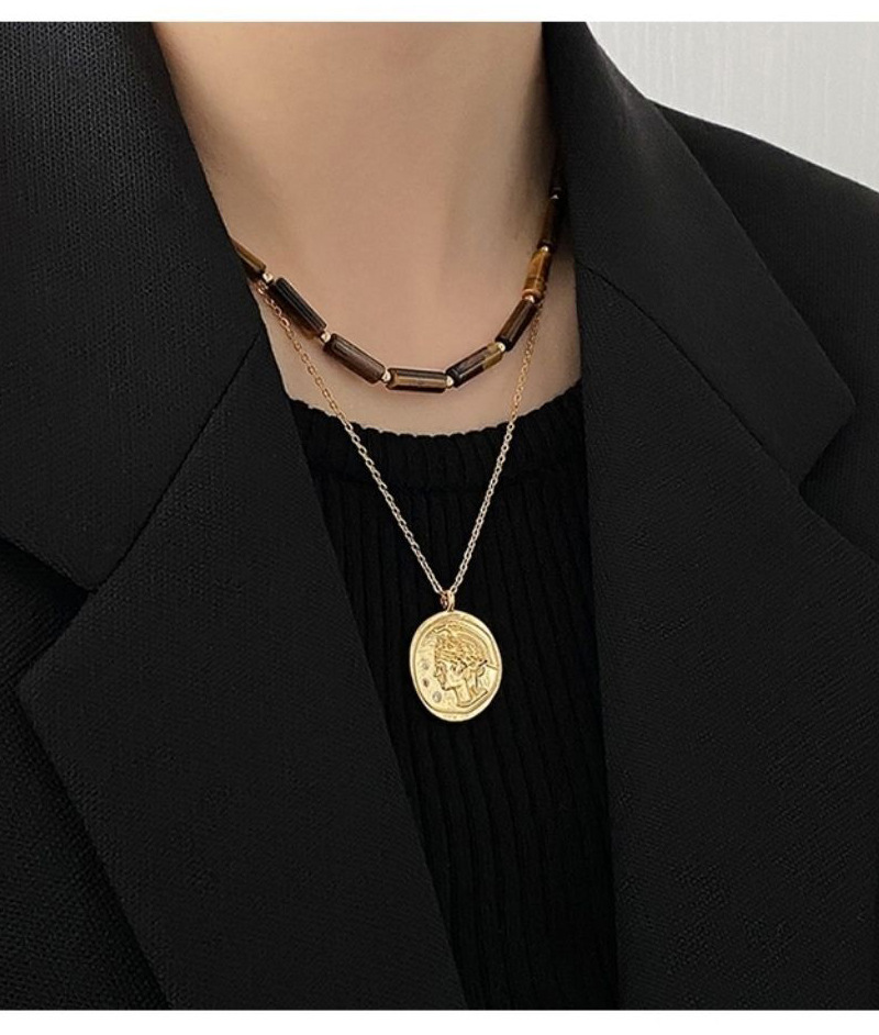 Retro Geometric natural stone Beaded Necklace