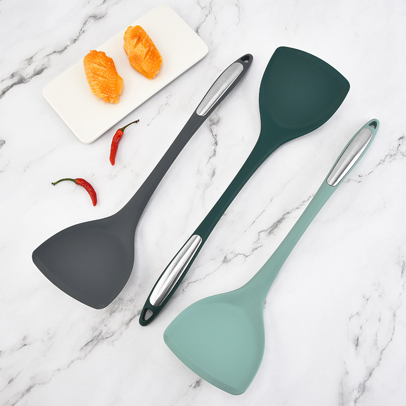 Silicone spatula designed specifically for non-stick cookware—food-grade, household Chinese-style stir-fry spatula, heat-resistant silicone shovel with oil-draining spoon.