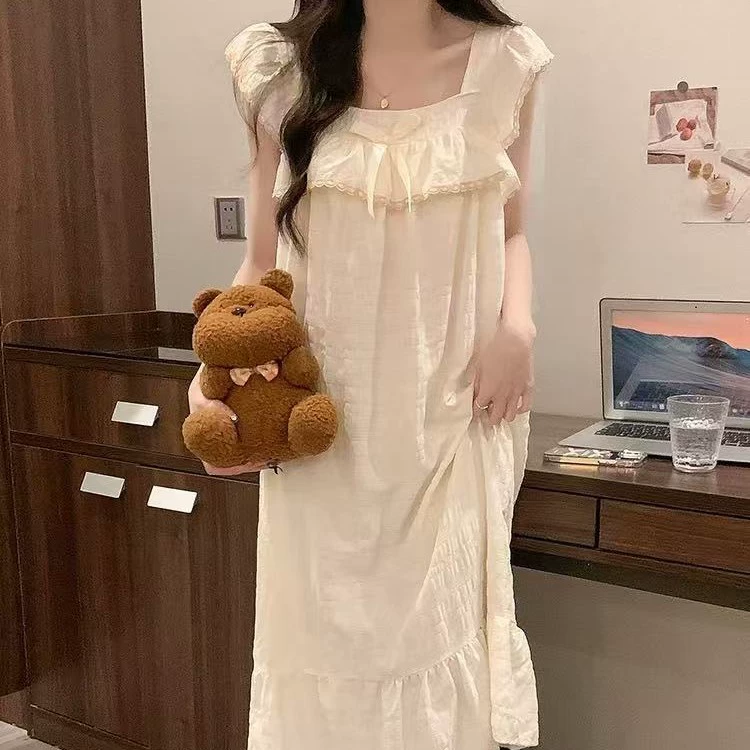 Пижама без рукавов, юбка, летний тонкий милый топ с чашками для младших школьников, лифтинговый эффект, оверсайз