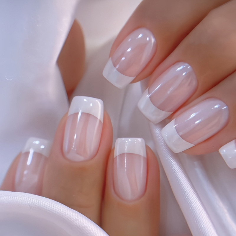 Wholesale white French gradient wear nail nail piece simple short white fake nail piece wear nail Nails Wholesale white French gradient wear nail nail piece simple short white fake nail piece wear nail Nails