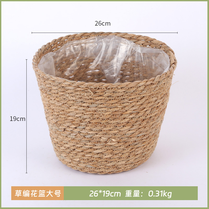 Cesta de tejido de paja explosiva, cesta de tejido de caña simple, cesta de tejido de caña verde interior, oso cub, cub