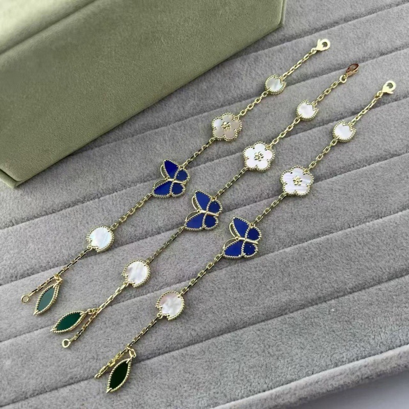 New Cross-Border High-End Luck Butterfly Bracelet for Women, Thickly Plated with 18K Rose Gold, Cnc Four-Leaf Clover Irregular Leaf Bracelet