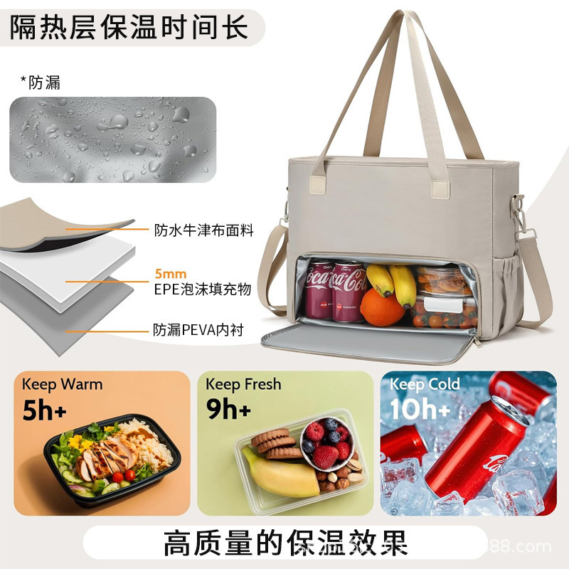 2-in-1 Handbag Lunch Bag Combination Handbag Insulated Lunch Box Women's Computer Bag