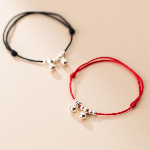 s925 silver bell red rope bracelet for men and women in their zodiac year braided peace bracelet bestie couple student gift anklet