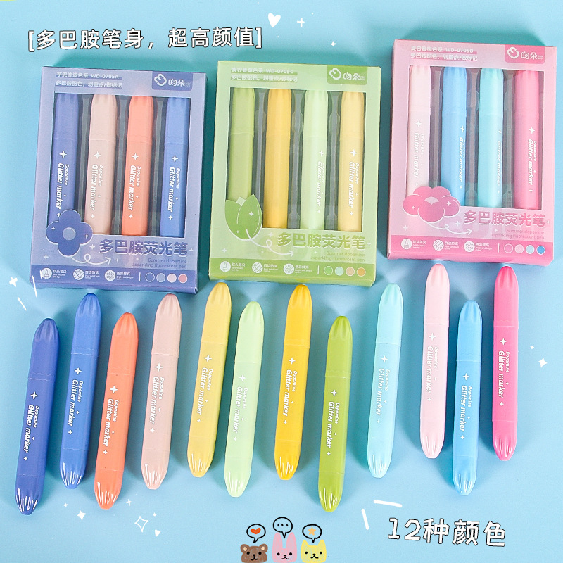 Nueva dopamina highlighter estudiante pintura graffiti pluma del diario dibujo color clave marca marcador en caja