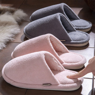 Cotton slippers for women 2025 new men's indoor home outdoor wear plush winter anti-slip couple thick sole couple