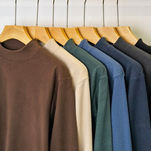 Double-sided Fleece Half-High Collar Men's Long-Sleeve T-Shirt Warm Base Shirt Men Autumn/Winter Thicken Innerwear Fall Fashion
