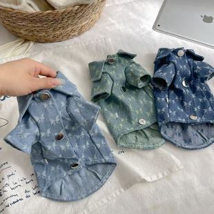 Pet Clothes Spring and Autumn Original Devins Fenx Denim Shirt Long Sleeve Devon Hair-less Cat Clothes Soft Pro
