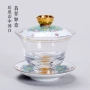 加厚青花泡茶带盖盖碗