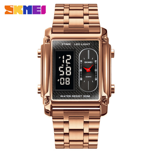 skmei 1868 square dual display electronic watch Shimei men's student waterproof steel belt watch cross-border belt watch