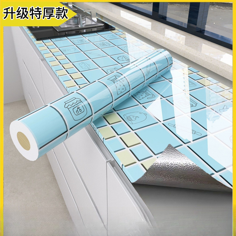 厚みのあるキッチン防水および耐油ステッカー耐火性および耐高温性引き出しキャビネットストーブ改修防湿デスクトップ壁紙|undefined