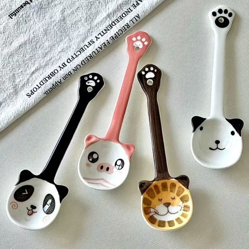 Cucharas de dibujos animados cucharas de cerámica cucharas caseras cucharas de bebés cucharas de comida cucharas de niños dulces lindos