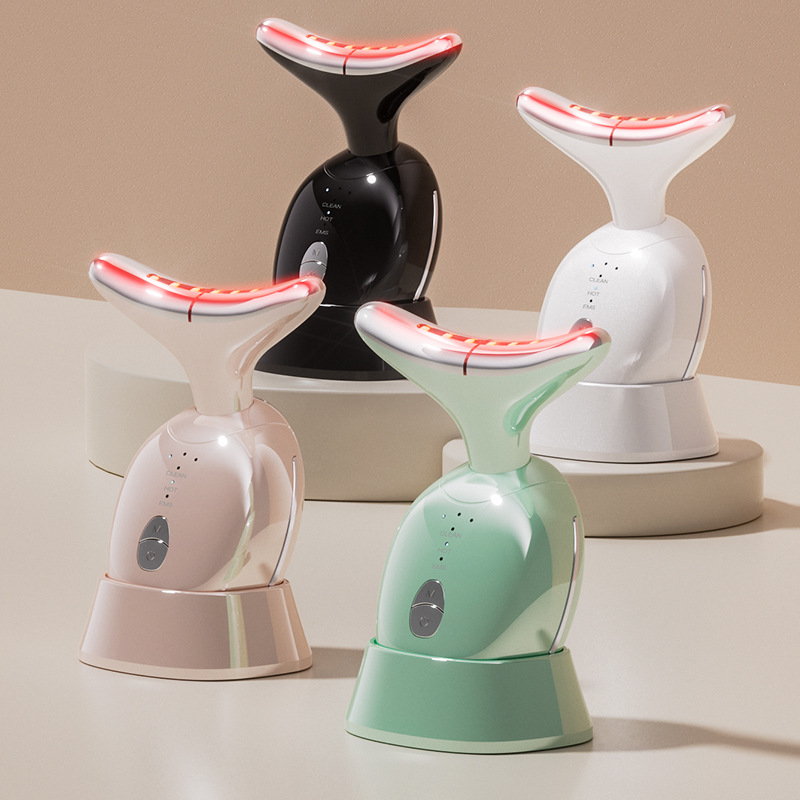 Cross-Border Neck Beauty Device with Heating and Vibration Massage for Face and Neck, Seven-Color Wrinkle-Reducing and Firming Beauty Device, Facial Lifting and Rejuvenation Instrument