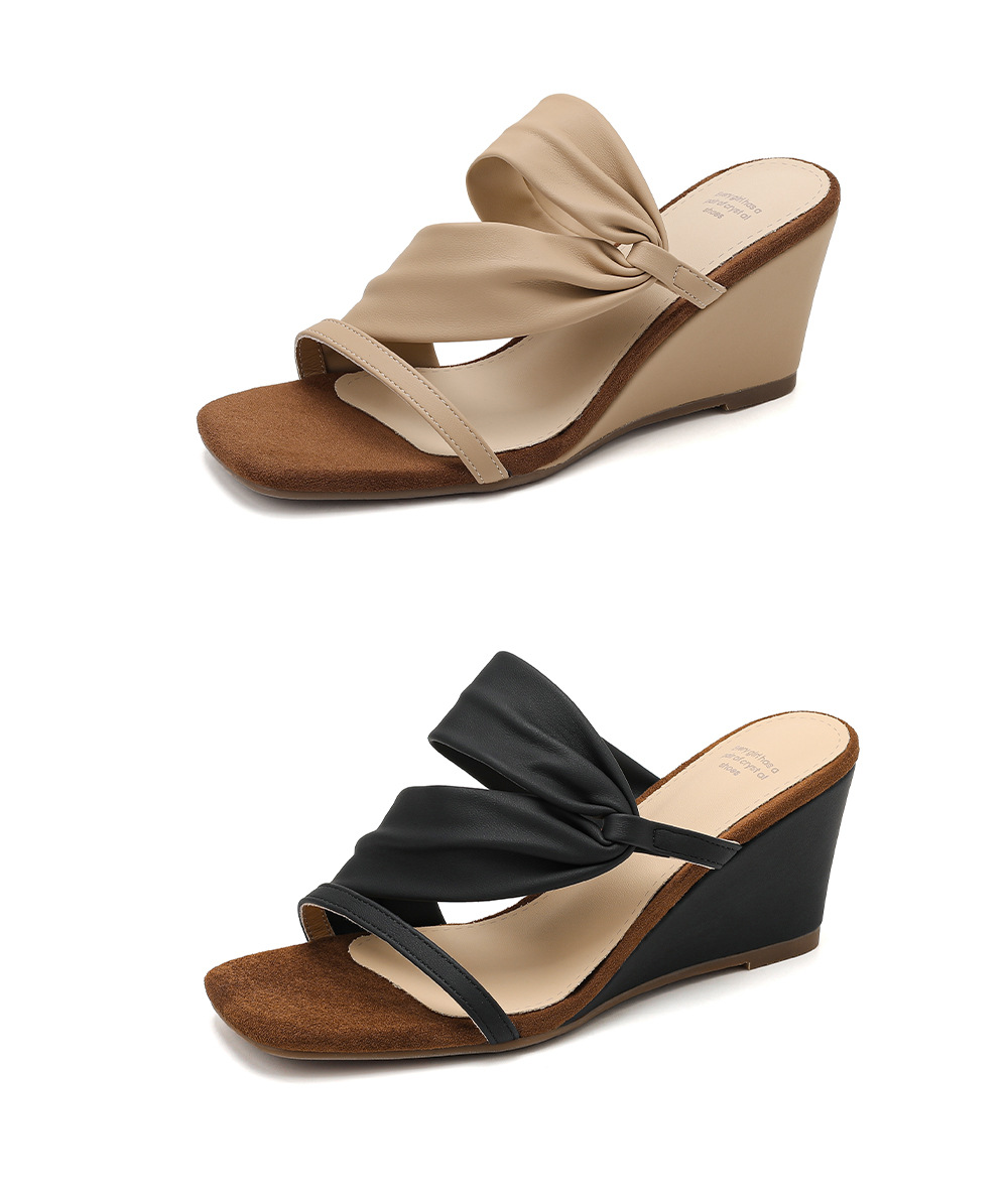 Sandal cao gót nữ mũi vuông quai ngang đế xuồng hở mũi phong cách Pháp — màu đen, màu mơ chi tiết 21