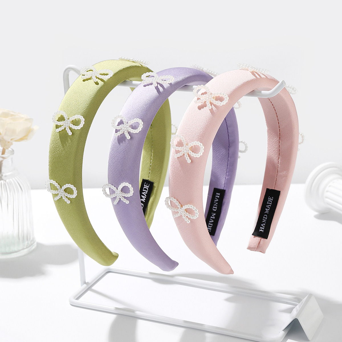 2025 New Style Small Fragrant Rhinestone Wide-Brimmed Headband Women's High-End Gemstone Hairpin Pink Headband Hair Accessories Headdress