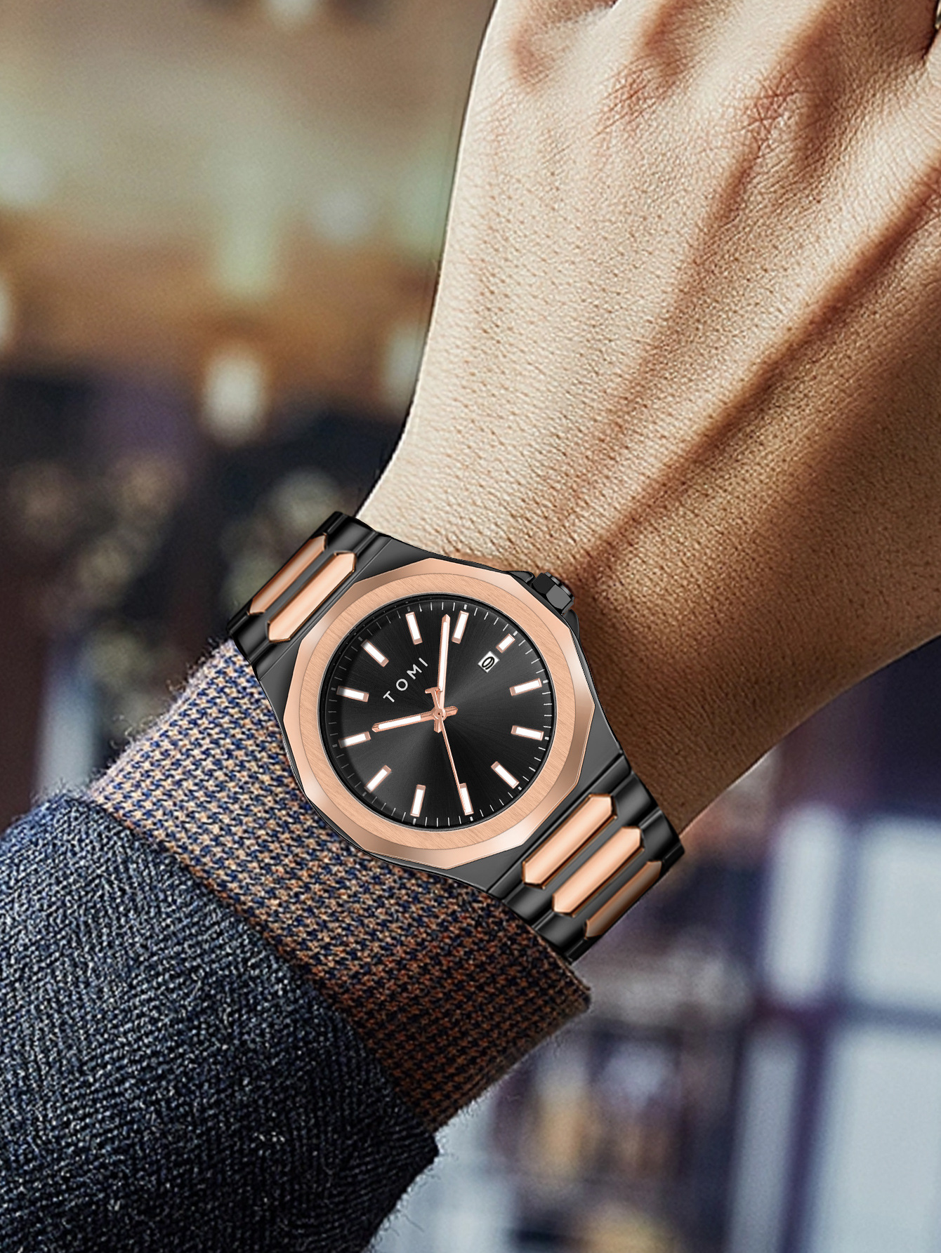 185g Weight Ordinary Glass Mirror Material Alloy Strap Material Watch Classification Pointer Display Type Butterfly Double Snap Buckle Style Round Dial Shape Daily, Formal Occasion Quartz Movement Color Block, Solid Color Pattern All Seasons Season Men's Gender Business Style Business Color Block Solid Color Butterfly Double Snap Quartz Watch Men's Watches 8