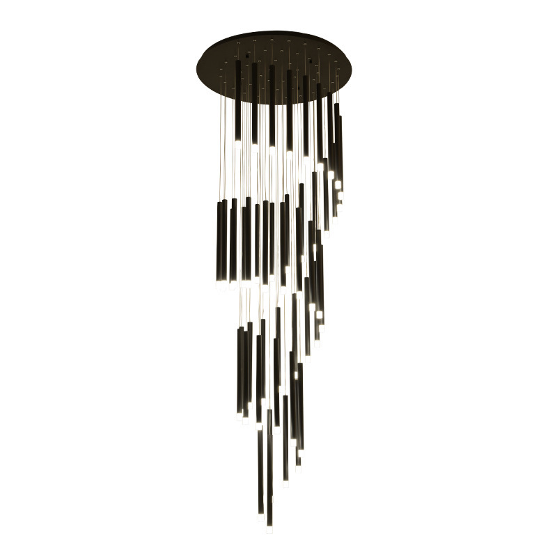 Villa creativa dúplex lámpara individual atmósfera escalera simple nórdica led lámpara giratoria dúplex largo edificio