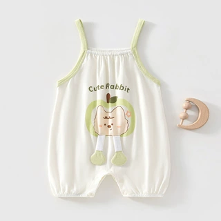 夏季新生儿婴幼儿衣服哈衣夏天超萌可爱连体衣婴儿吊带短袖连体衣