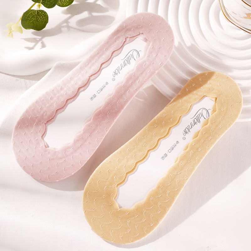 Boat socks women's summer Thin Ice Silk non-slip heel invisible socks with single shoes loafers high heels socks