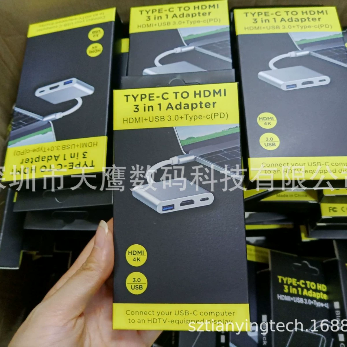 TYPE-C TO HDMI 3 в 1 адаптер HDMI+USB 3.0+Type-c (PD)