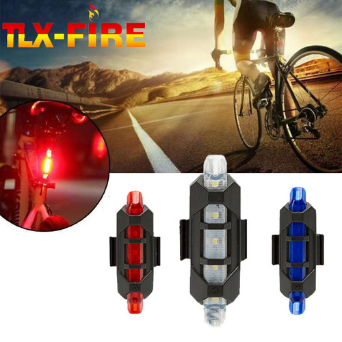 Bicycle taillight cross-border night riding equipment high-brightness 5LED smart red mountain bike USB charging warning taillight