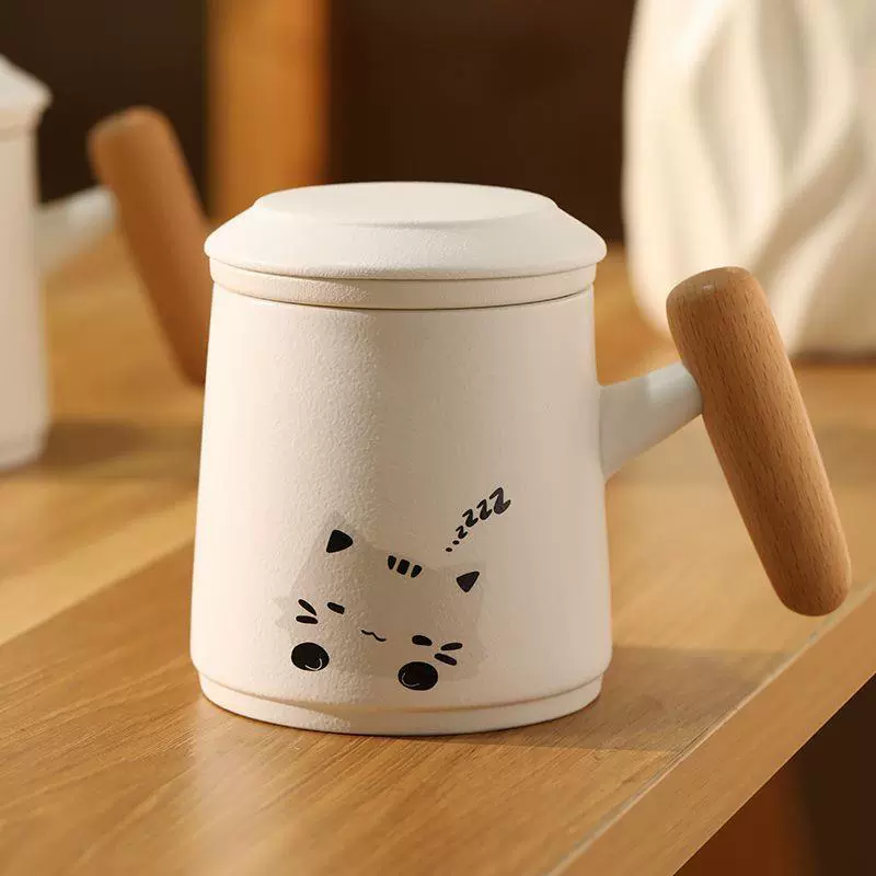 Cute cat exquisite tea cup ceramic tea separator cup for women’s personal use