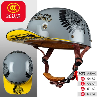 Half Helmet Summer Men's and, Motosiklet kaskı (dəbilqə) - gray-indian-m