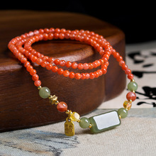 原创南红玛瑙新中式多圈手串 文玩和田玉无事牌国风项链 一件代发