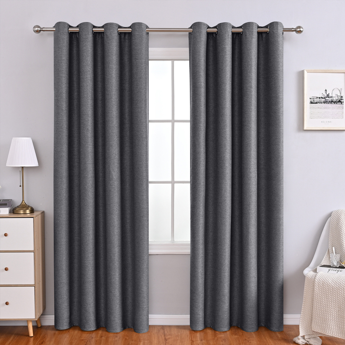 Cortinas opacas de lino de doble cara estilo japonés para dormitorio, sala de estar, balcón, cortinas de protección solar, sensación de alta gama, venta transfronteriza, venta al por mayor en stock