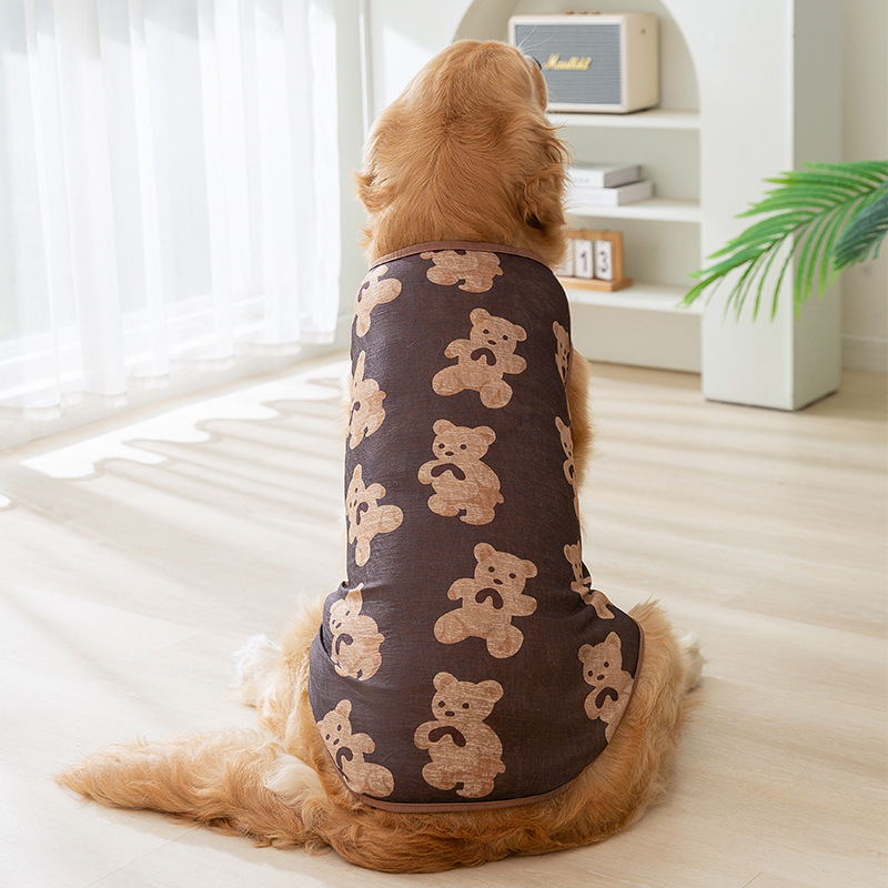 Primavera y verano perros de pelo dorado perros respirantes delgados coreanos chaleco de perros de perros grandes ropa de perros de mascotas