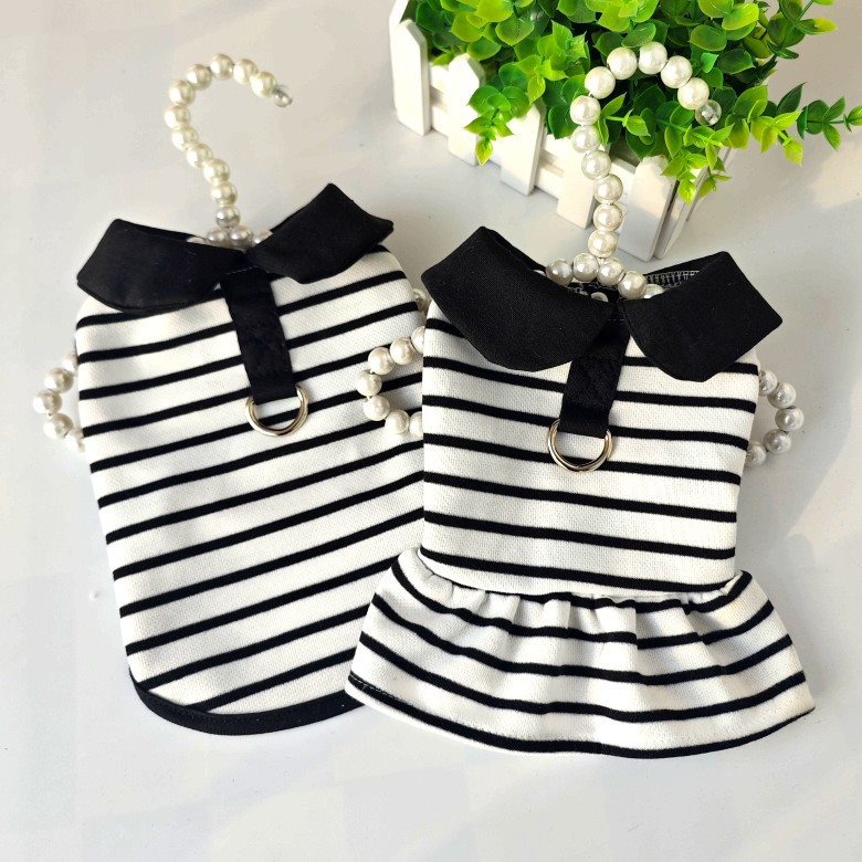 Pet Clothes Spring and Summer Stripe T-shirt Breathable Dog Clothes…
