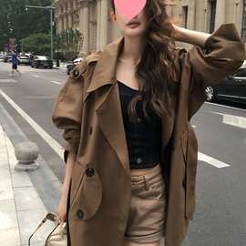 今年流行风衣外套女秋季新款巨好看的中长款小个子韩版潮