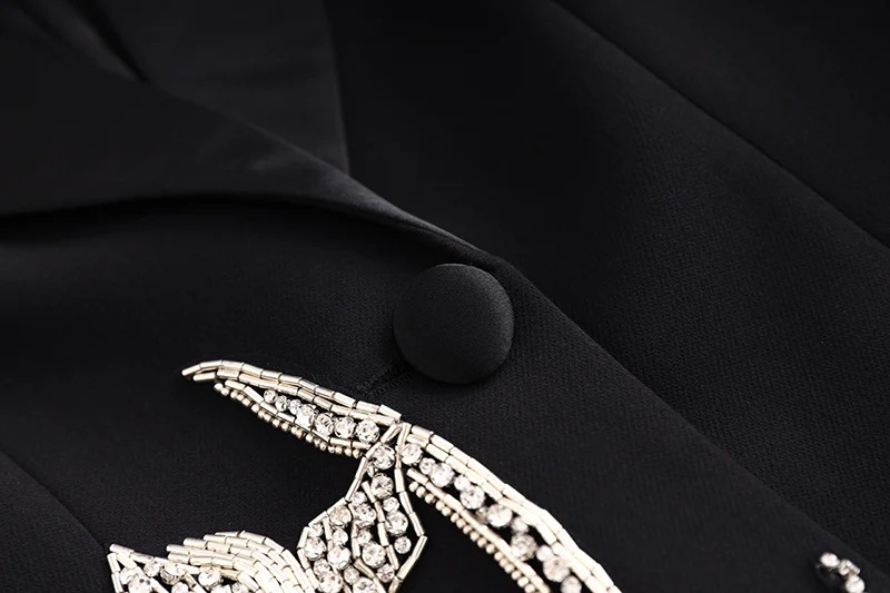 Women's Clothing 2024 Spring New Super Heavy Industry Flower Beading BLINGBLING Waist Satin Collar Suit Dress Ready in Stock_ipsvogv.com