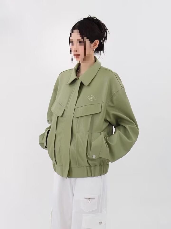 boy Lazy American Retro Short Loose Motorcycle Leather Jacket For Women, Autumn And Winter New High Street Coat_voghion.com