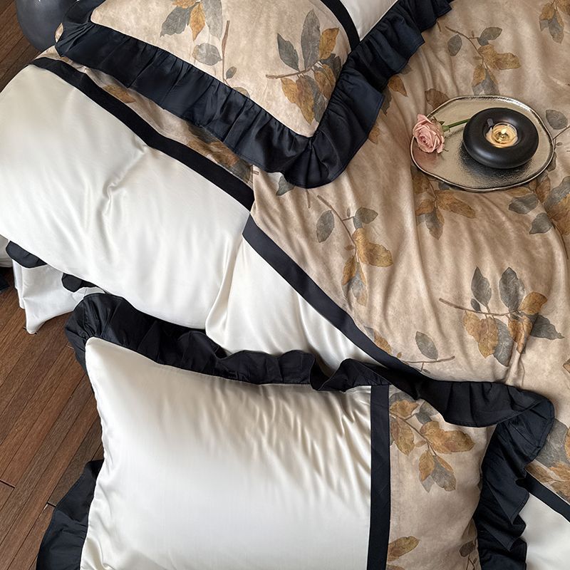Nordisk vintage boho bäddset i tryckt bomull för hemmet_voghion.com