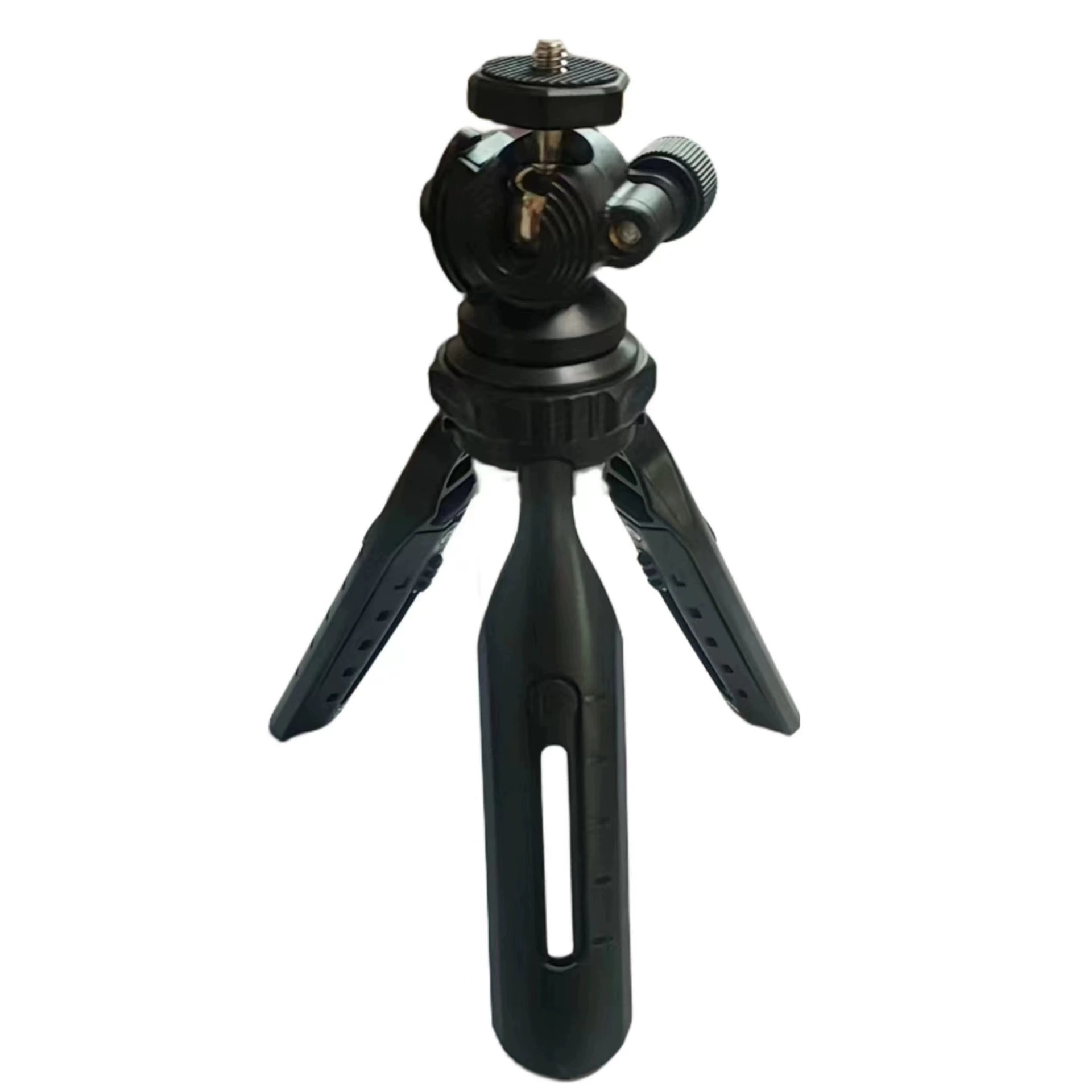 Desktop Tripod Telescopic Folding Table Stand, Adjustable 15–25 cm, 360° Ball Head, 1/4" Thread