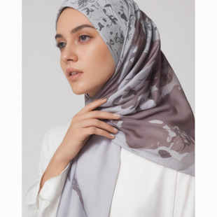Malaysia's New Floral Print Large Size Square Scarf Foreign Trade Popular Laser Cut Lace Turban