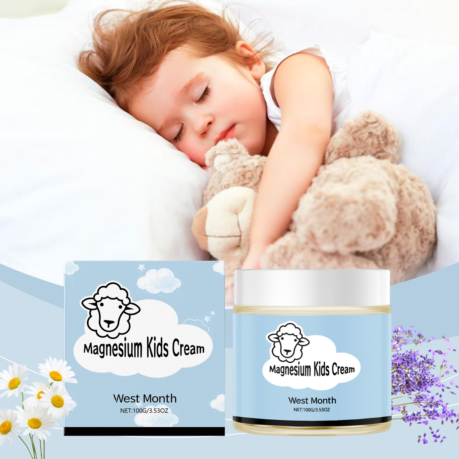 WEST MONTH Children's Sheep Magnesium Cream Care Sleep Body Moisturizing Moisturizing Refreshing Body Cream
